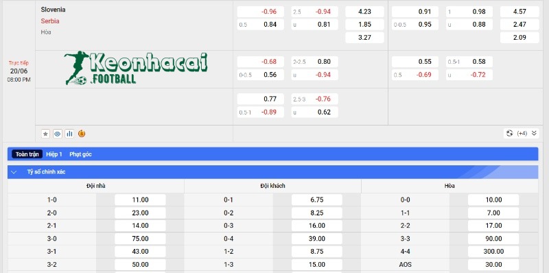 Soi kèo Slovenia vs Serbia - Tỷ lệ kèo Slovenia vs Serbia